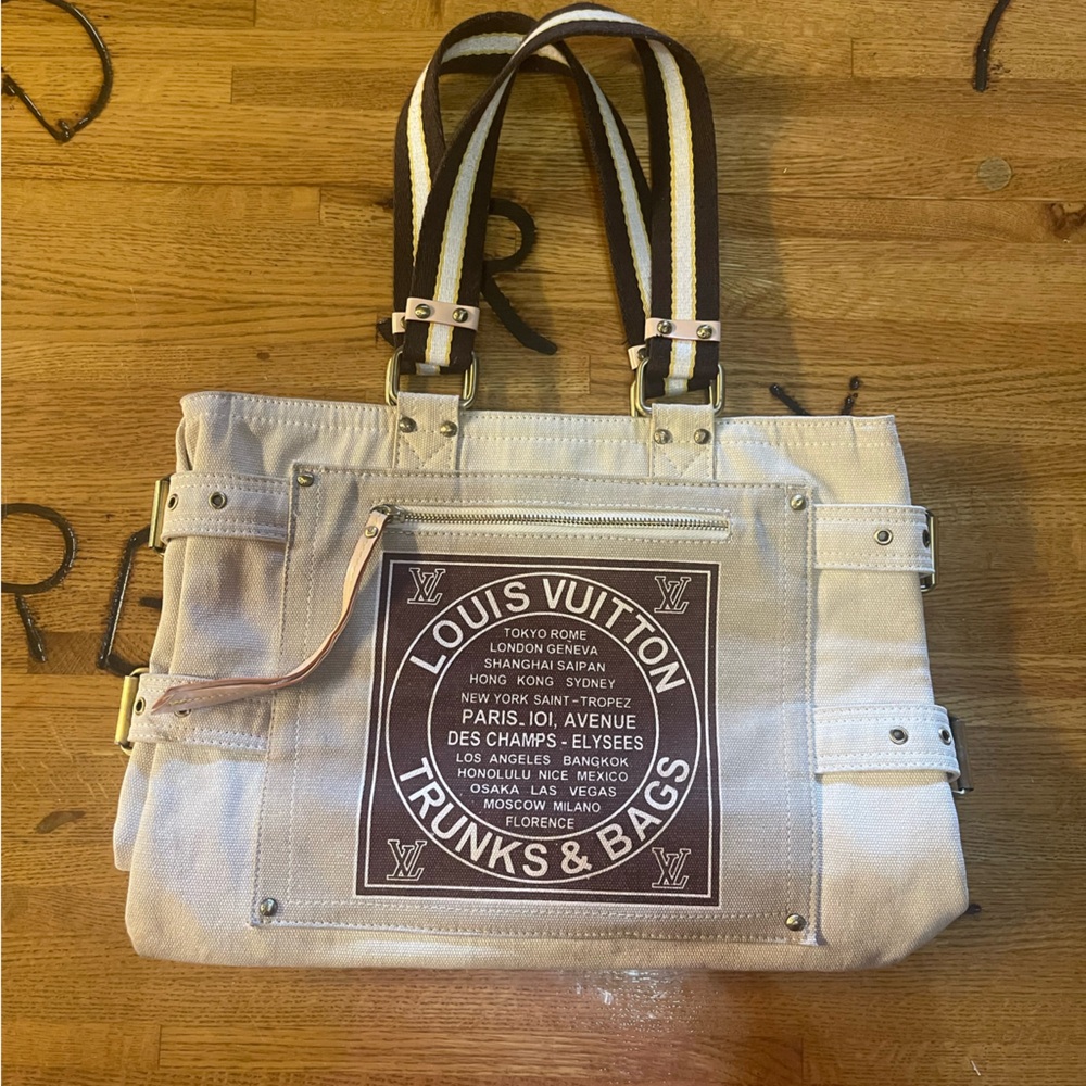 Louis Vuitton Cream and Brown Tote